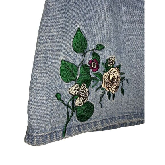 H&M X Coachella Women’s 8 Floral Embroidered Denim Skirt Cotton - Picture 3 of 8